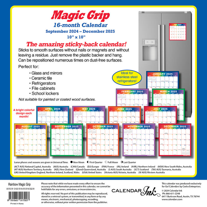 2025 Rainbow Magic Grip Wall Calendar