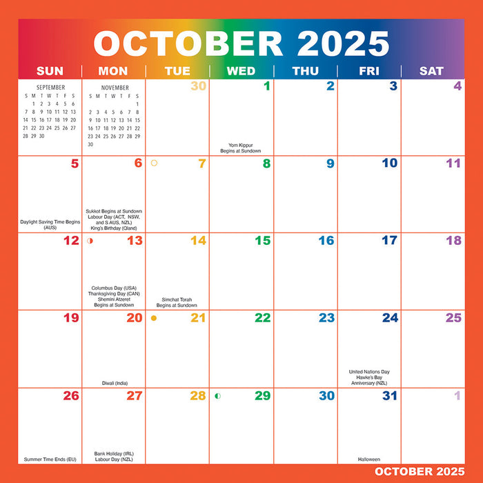 2025 Rainbow Magic Grip Wall Calendar