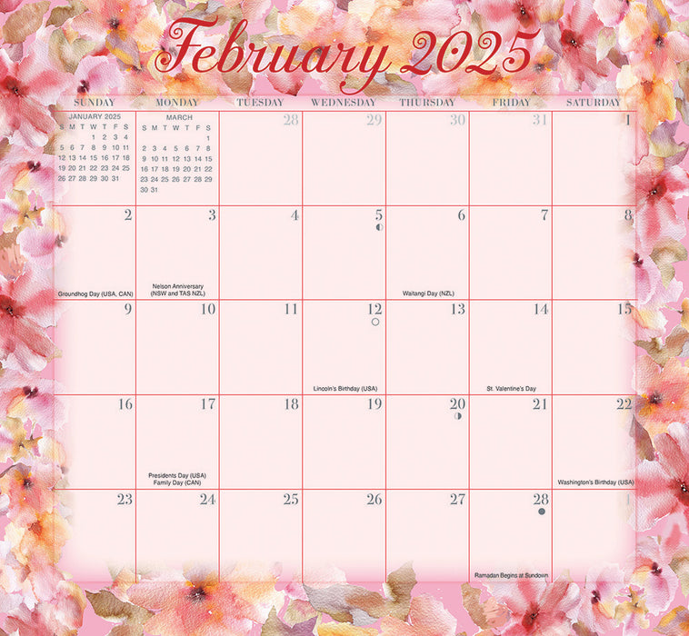 2025 Floral Jumbo Magic Grip Wall Calendar