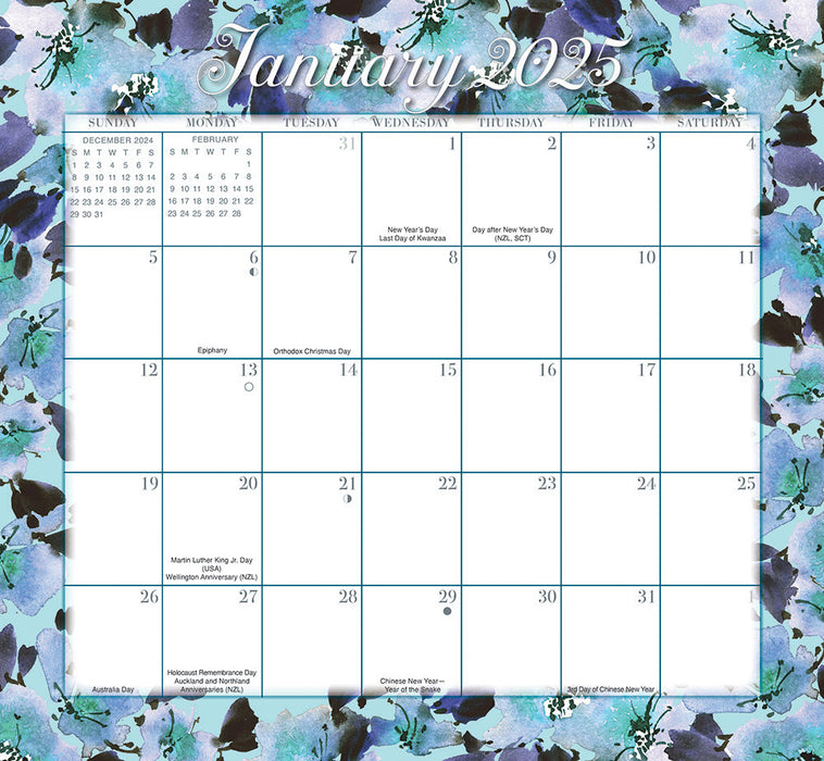 2025 Floral Jumbo Magic Grip Wall Calendar