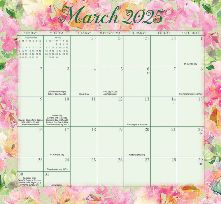 2025 Floral Jumbo Magic Grip Wall Calendar