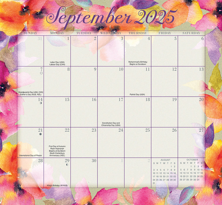 2025 Floral Jumbo Magic Grip Wall Calendar