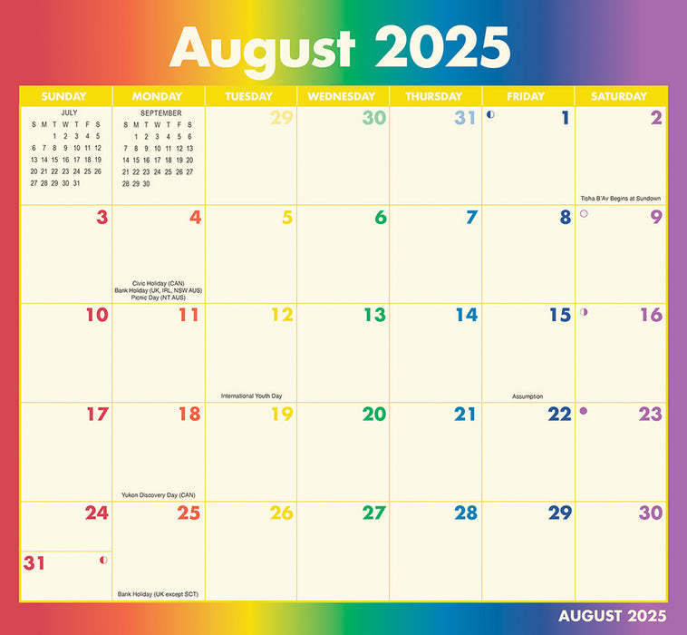 2025 Rainbow Jumbo Magic Grip Wall Calendar