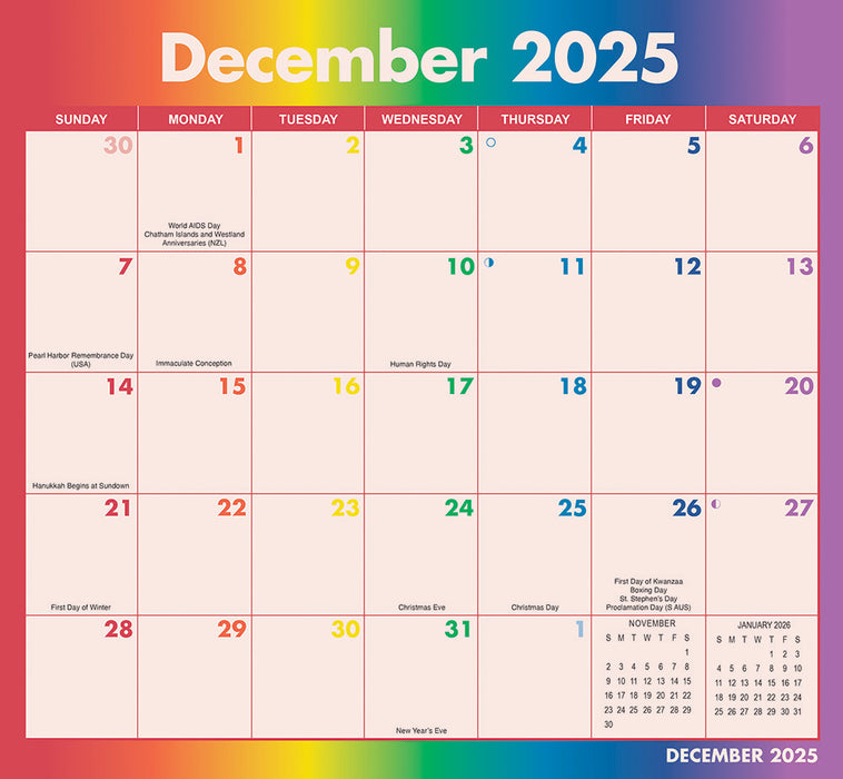 2025 Rainbow Jumbo Magic Grip Wall Calendar