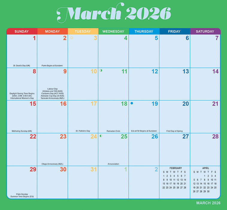 Rainbow Jumbo Magic Grip 2026 Large Wall Calendar