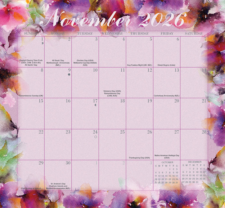 Floral Jumbo Magic Grip 2026 Large Wall Calendar