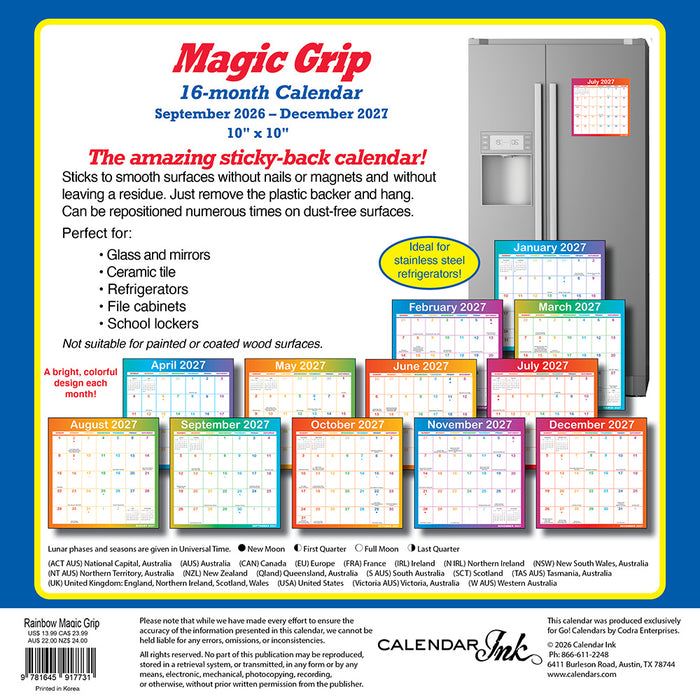 Rainbow Magic Grip 2027 Square Wall Calendar