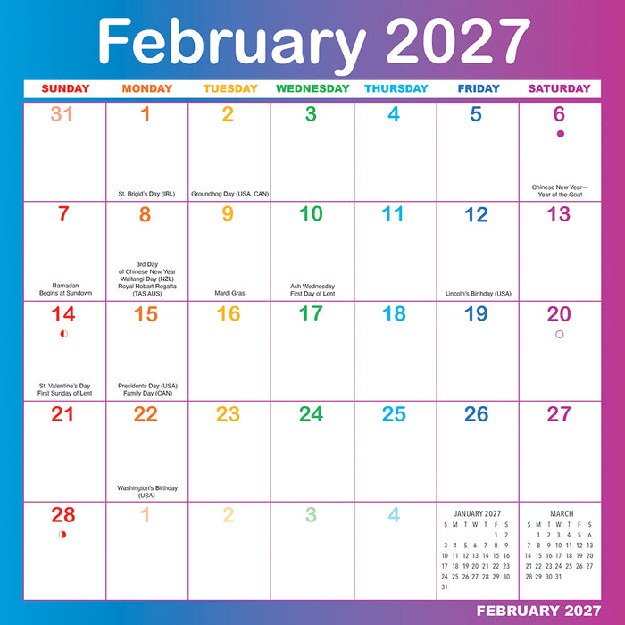 Rainbow Magic Grip 2027 Square Wall Calendar