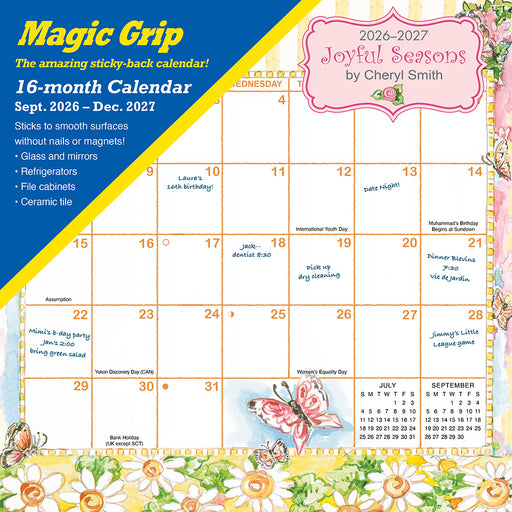 Joyful Seasons Magic Grip 2027 Square Wall Calendar