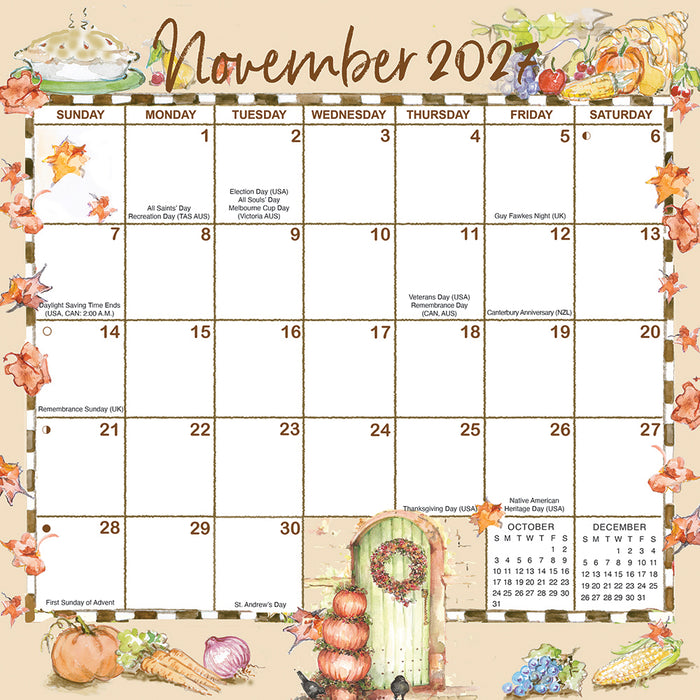 Joyful Seasons Magic Grip 2027 Square Wall Calendar