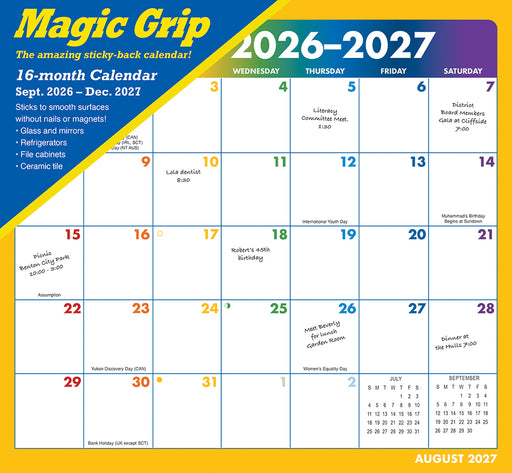 Rainbow Jumbo Magic Grip 2027 Large Wall Calendar