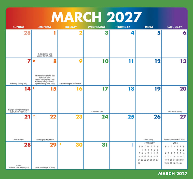 Rainbow Jumbo Magic Grip 2027 Large Wall Calendar