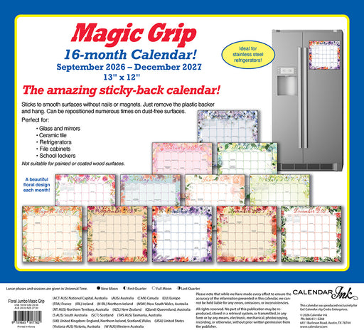 Floral Jumbo Magic Grip 2027 Large Wall Calendar