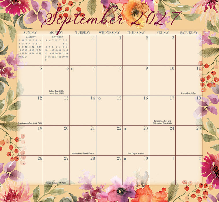 Floral Jumbo Magic Grip 2027 Large Wall Calendar