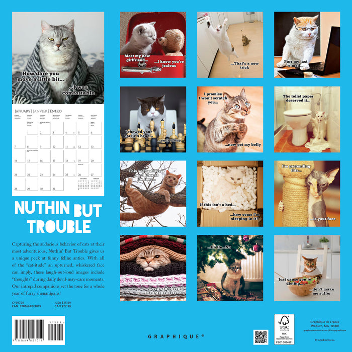 2024 Nuthin But Trouble Wall Calendar