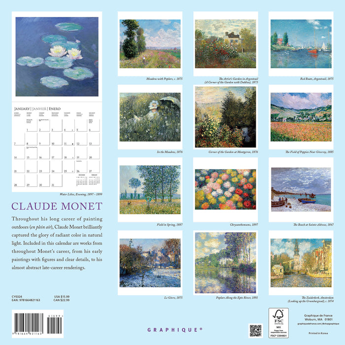 2024 Monet Wall Calendar