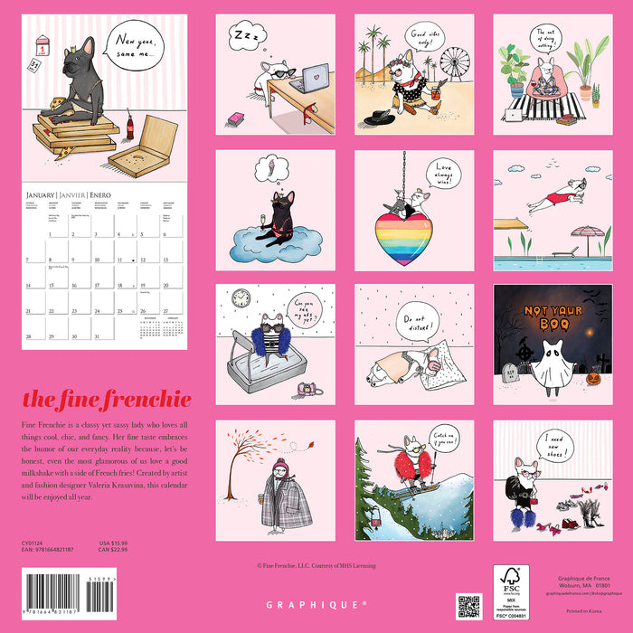 2024 The Fine Frenchie Wall Calendar