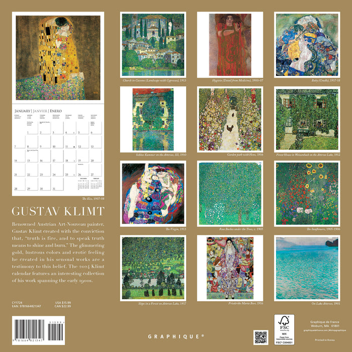 2024 Klimt Wall Calendar