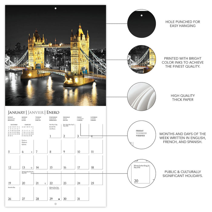 2025 London Glitz Mini Wall Calendar