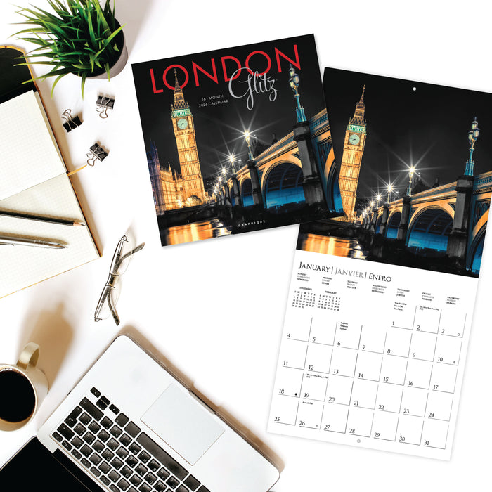 London Glitz 2026 Mini Wall Calendar