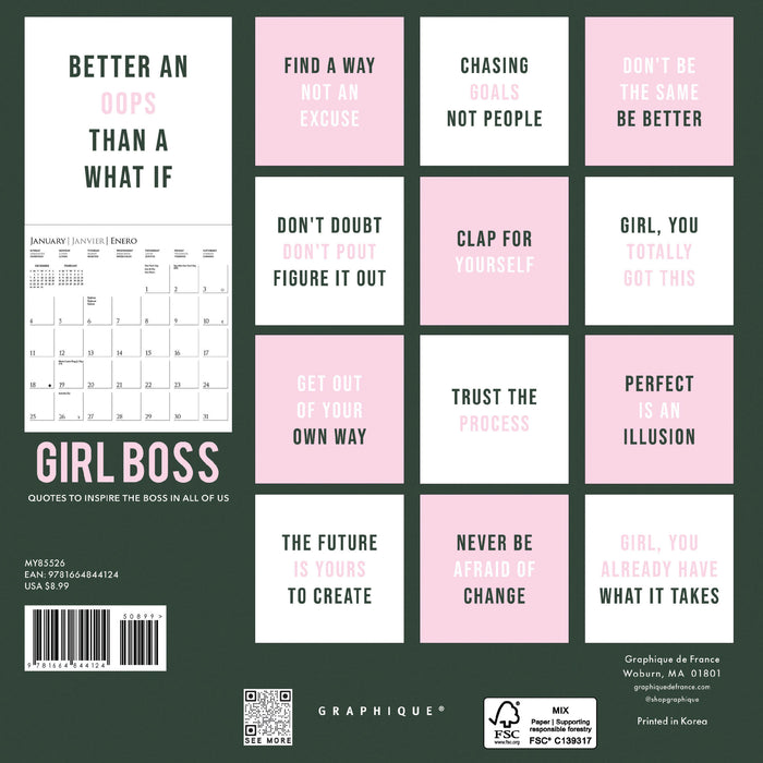 Girl Boss 2026 Mini Wall Calendar