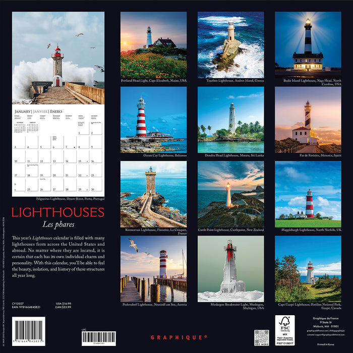 Lighthouses 2027 Square Wall Calendar