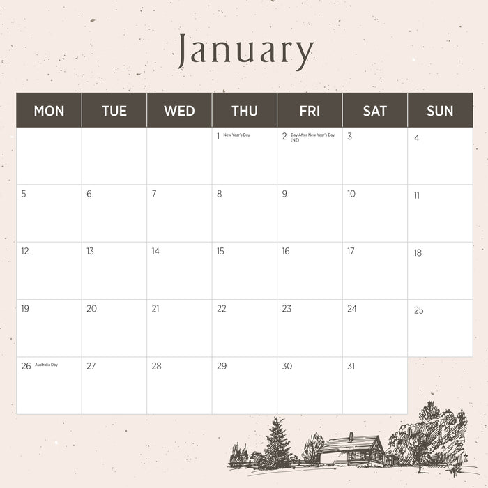 English Countryside 2026 Square Wall Calendar