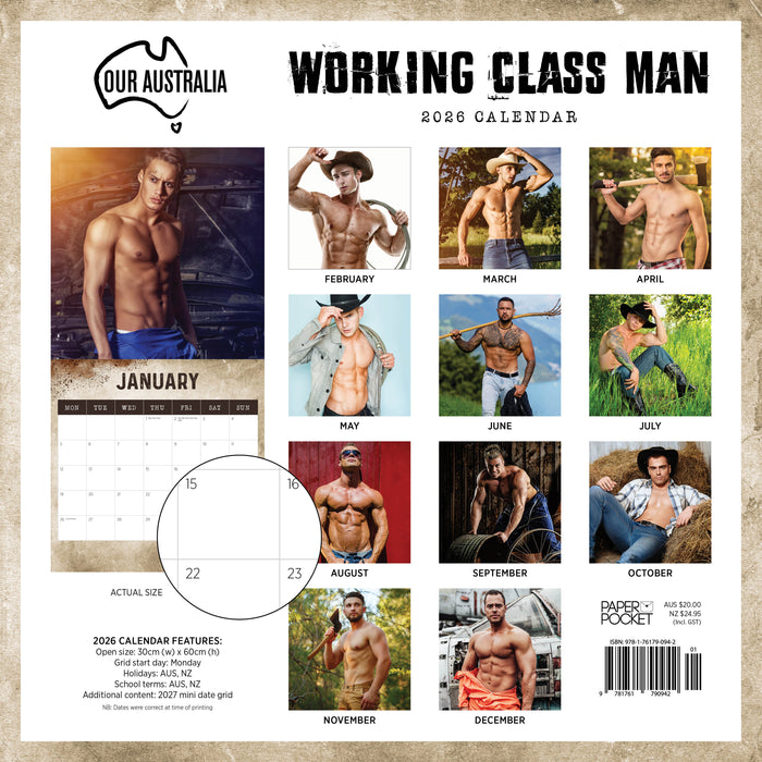 Working Class Man 2026 Square Wall Calendar