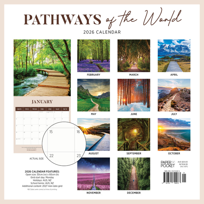 Pathways of the World 2026 Square Wall Calendar