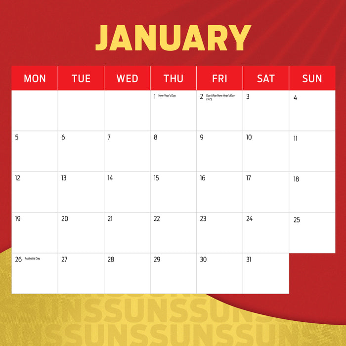 AFL Gold Coast Suns 2026 Square Wall Calendar