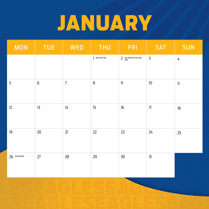 AFL West Coast Eagles 2026 Square Wall Calendar