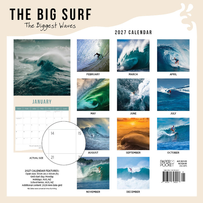 The Big Surf The Biggest Waves 2027 Square Wall Calendar