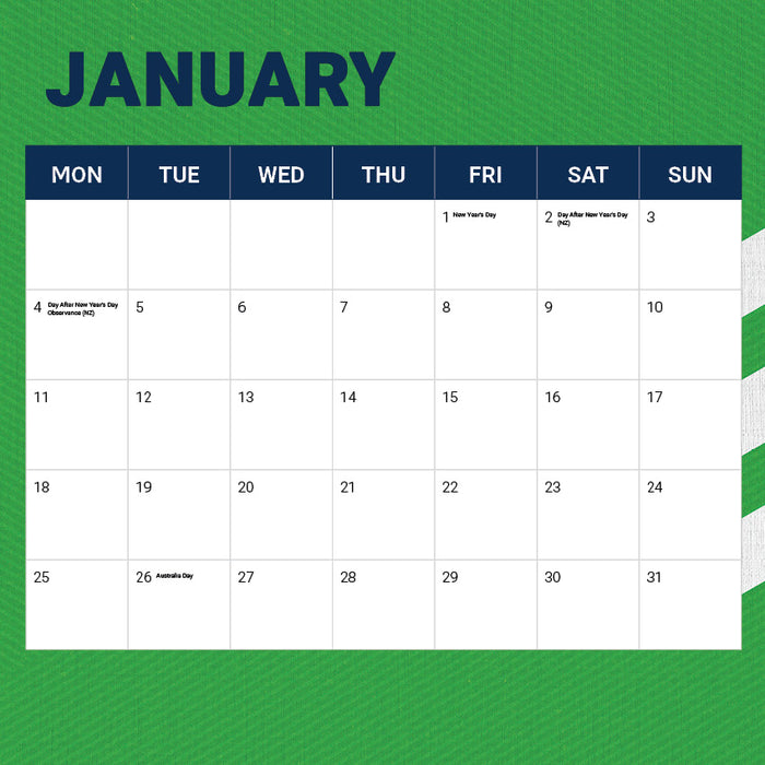 NRL Canberra Raiders 2027 Square Wall Calendar
