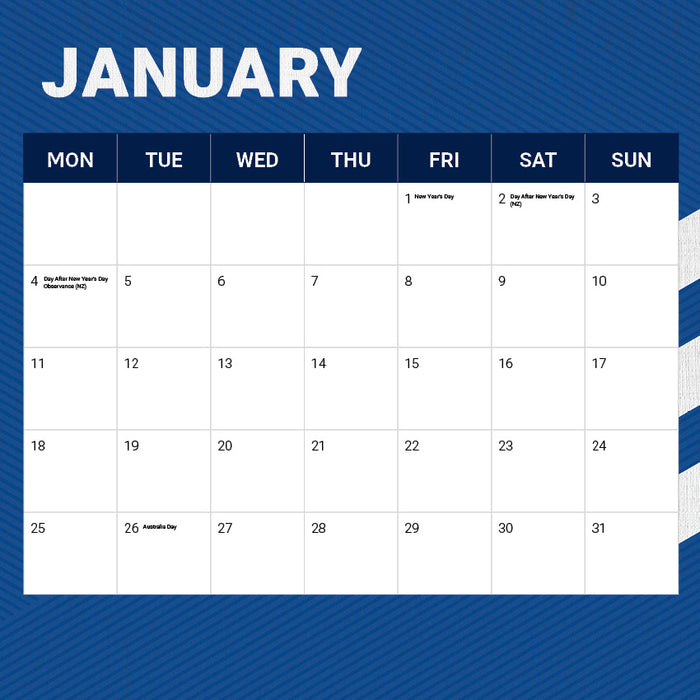 NRL Canterbury Bankstown 2027 Square Wall Calendar