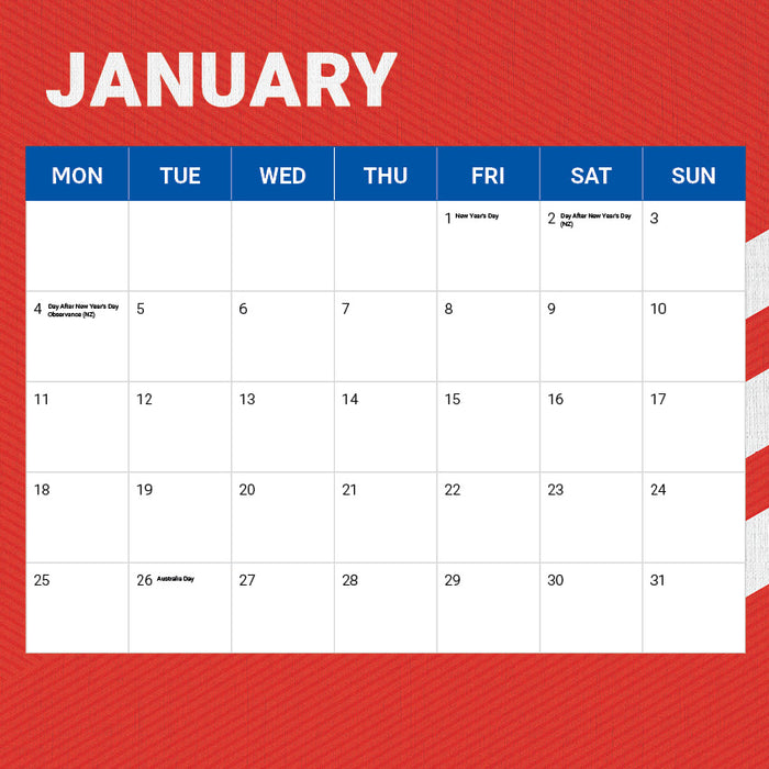 NRL Newcastle Knights 2027 Square Wall Calendar