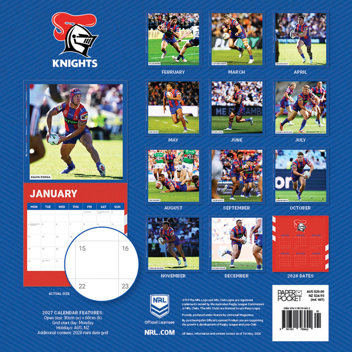 NRL Newcastle Knights 2027 Square Wall Calendar
