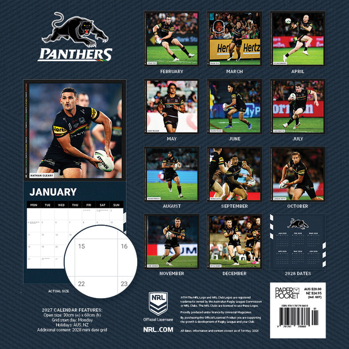 NRL Penrith Panthers 2027 Square Wall Calendar