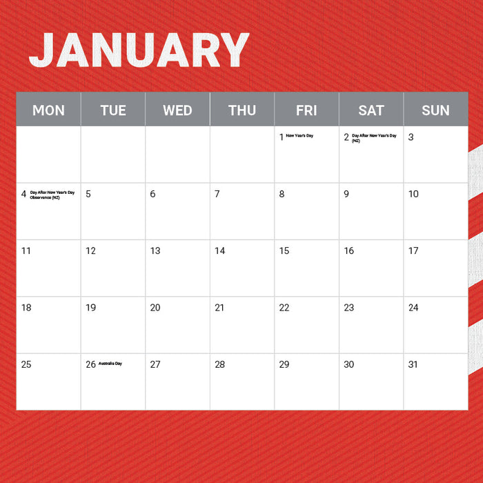 NRL St George Illawarra Dragon 2027 Square Wall Calendar