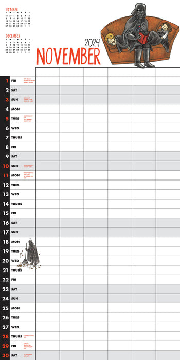 2024 Star Wars Darth Vader and Family Wall Calendar