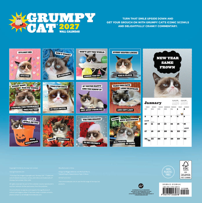 Grumpy Cat 2027 Square Wall Calendar