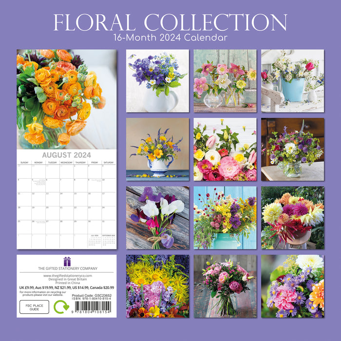 2024 Floral Collection Wall Calendar