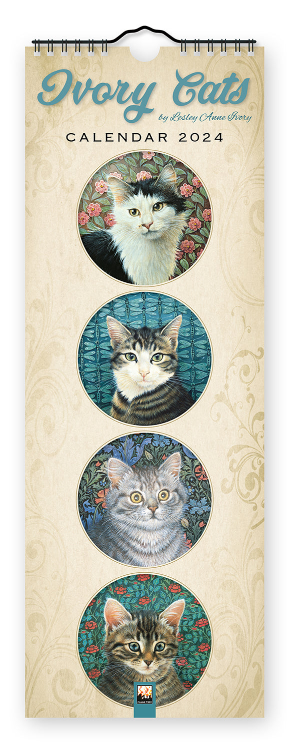 2024 Ivory Cats Slimline Calendar — Calendar Club