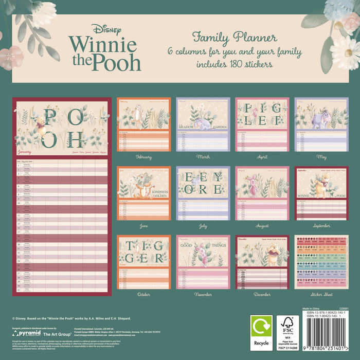 2025 Winnie The Pooh Family Wall Calendar