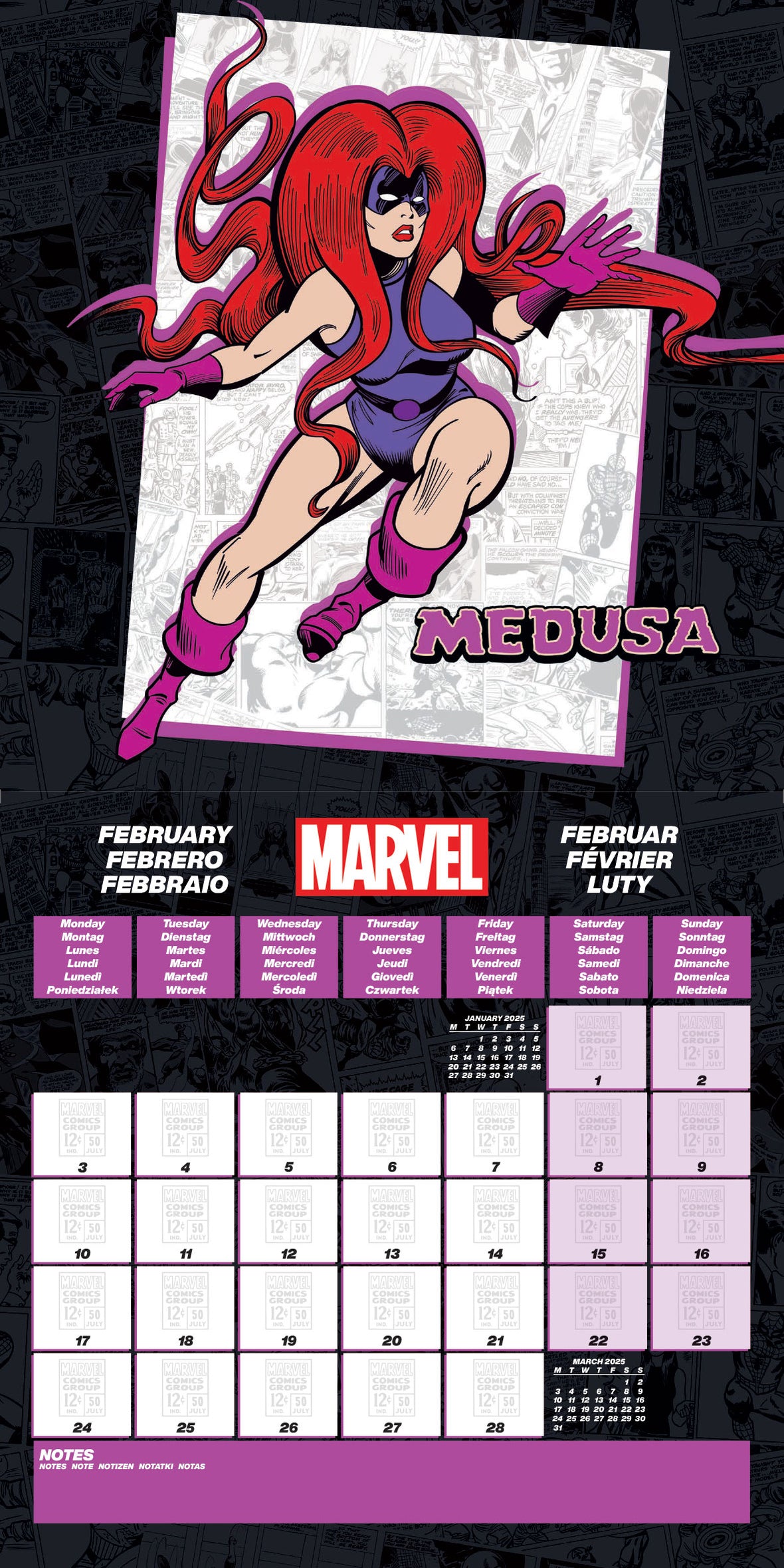 Calendar Club 2025 Marvel Comic Wall Calendar