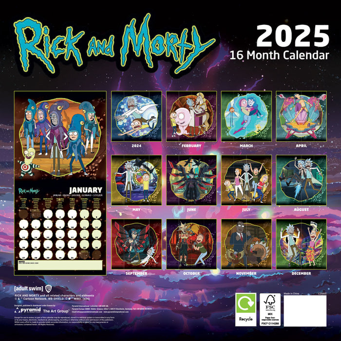 2025 Rick And Morty Wall Calendar by  Pyramid from Calendar Club