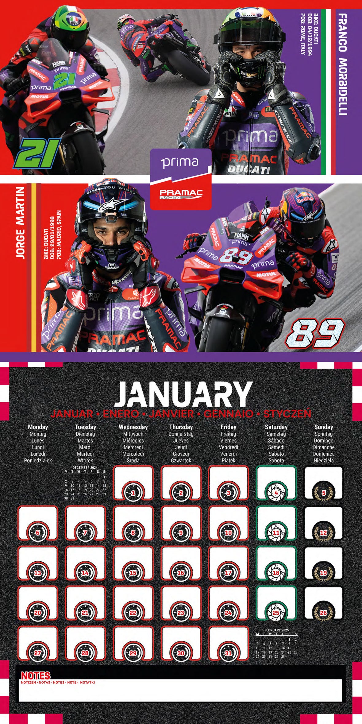 Calendar Club | 2025 Moto GP Wall Calendar