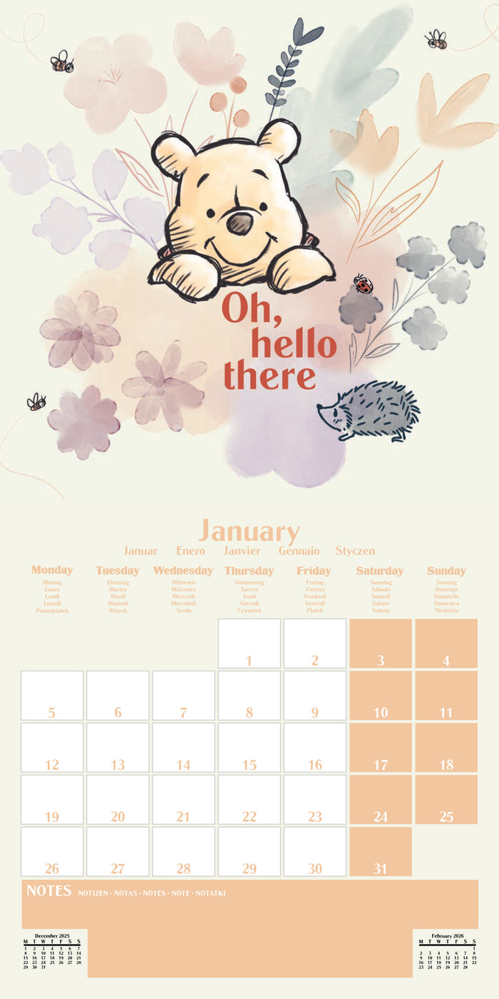 Calendar Club | Winnie The Pooh Family by Disney 2026 Square Wall Calendar