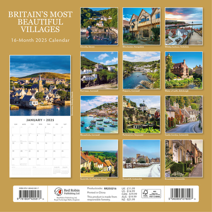 2025 Britain's Most Beautiful Villages Wall Calendar