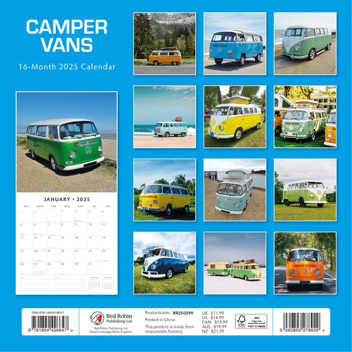 2025 Camper Vans Wall Calendar