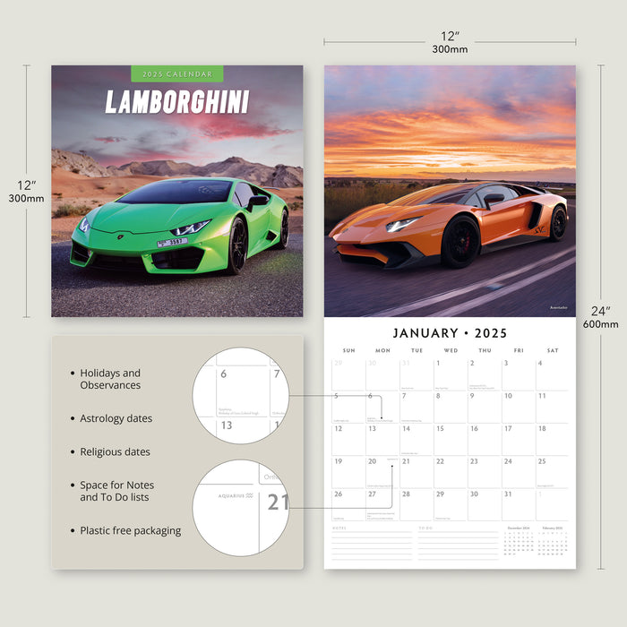 2025 Lamborghini Wall Calendar